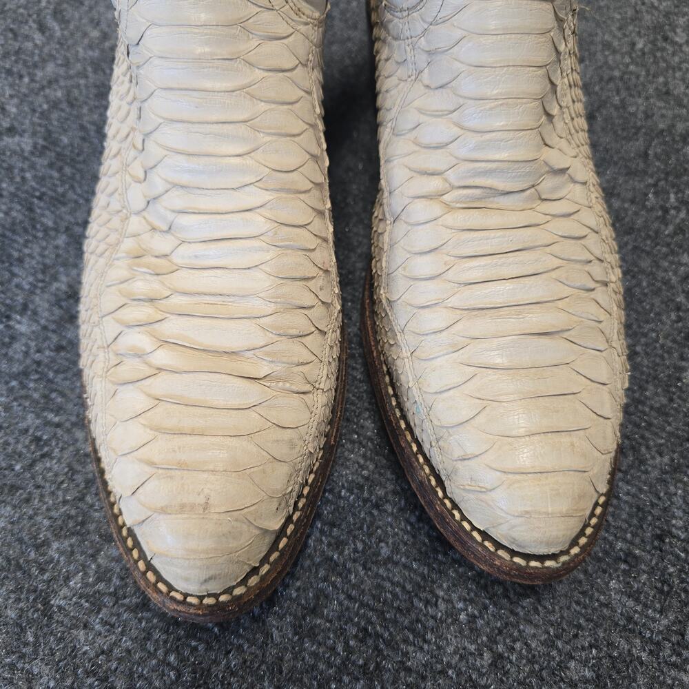 Vtg Dan Post Manning White Python Snakeskin Cowboy Boots Mens 9.5 D USA 1989 - Picture 5 of 12